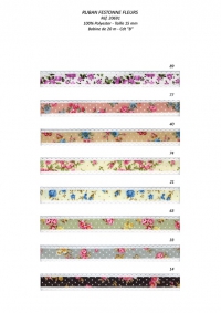 Repsband mit Spitze und Blumen